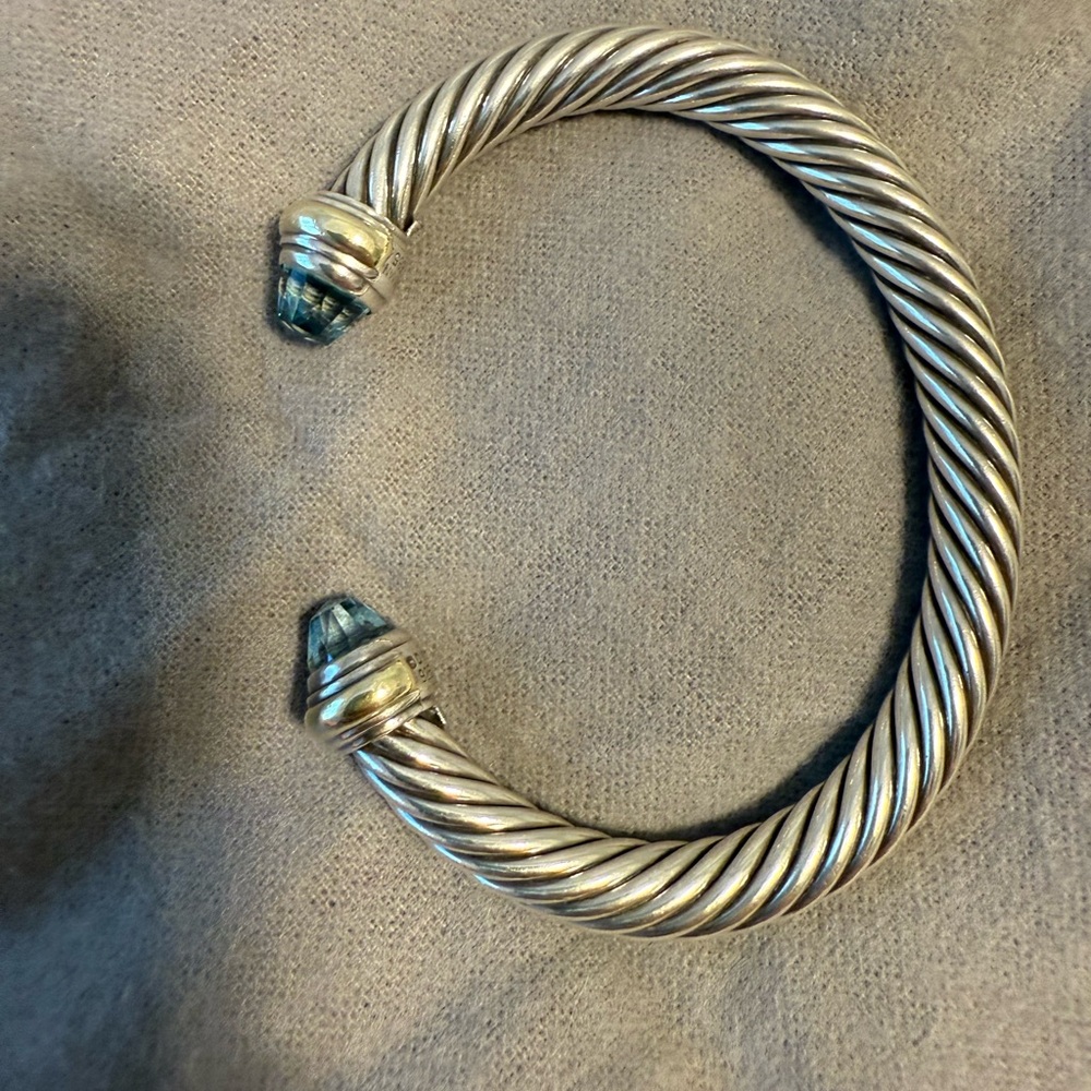 David Yurman Steling Silver Bracelet with Blue Stones - Picture 6 of 10